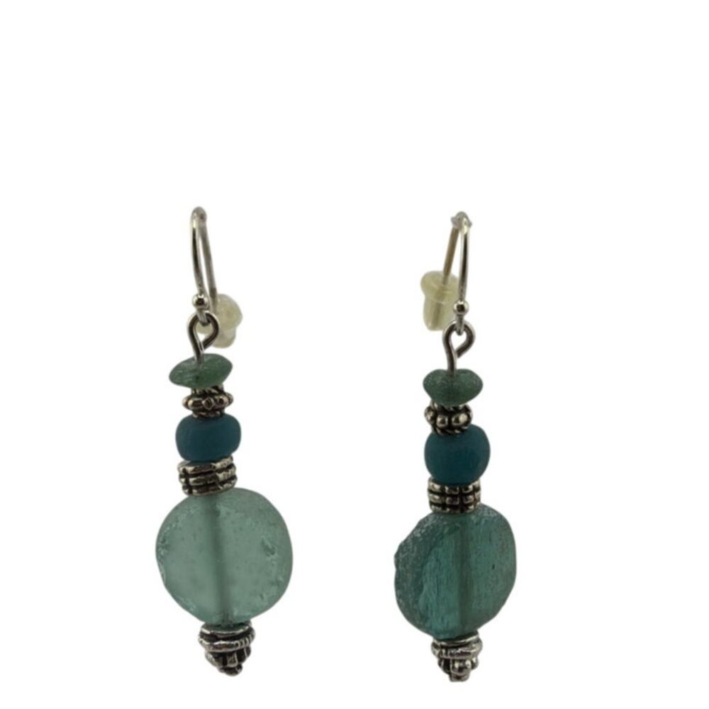 New Handcrafted Artisan Ancient Roman and Java Glass Dangle Earrings